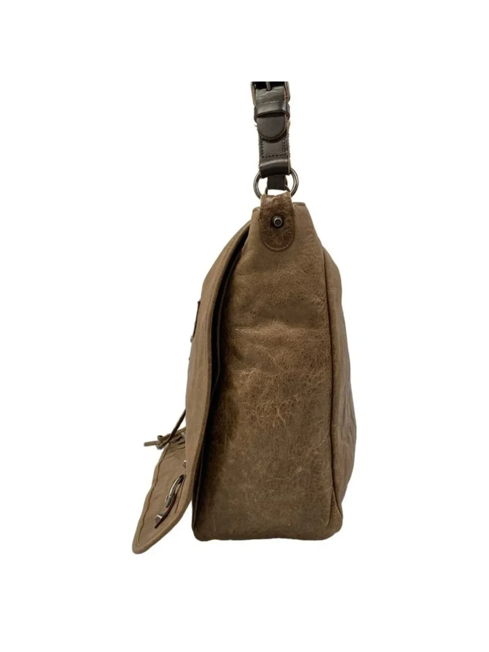 Balenciaga Shoulder Bag the Besace Dark Brown Leather